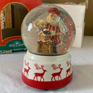 Kurt‎ S. Adler Musical Santa Waterglobe Plays Jingle Bells Vintage Christmas
